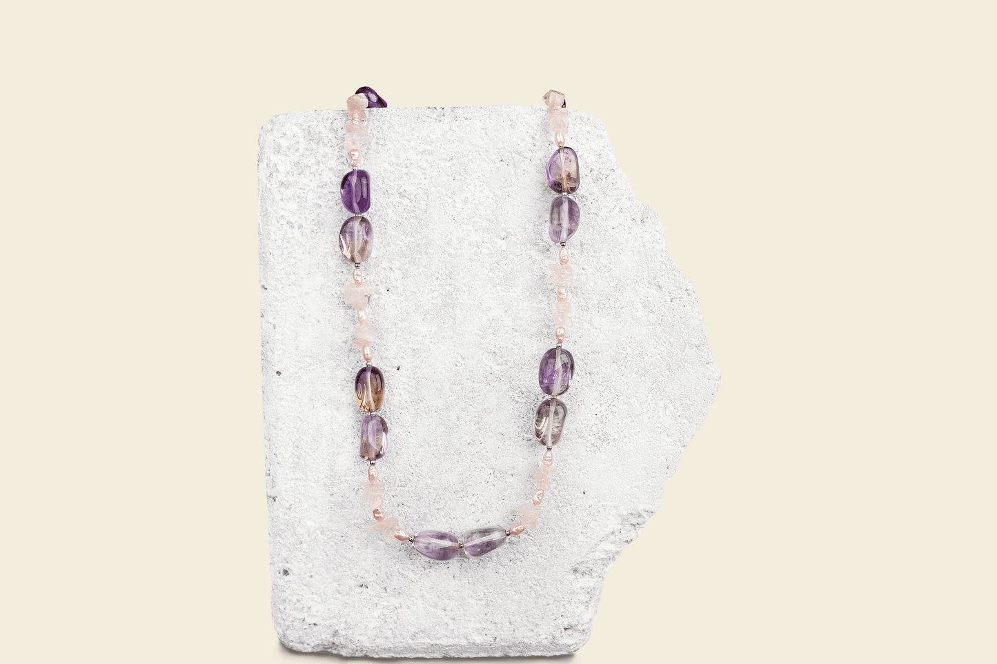 Halsband ametrin, ametist & rosenkvarts