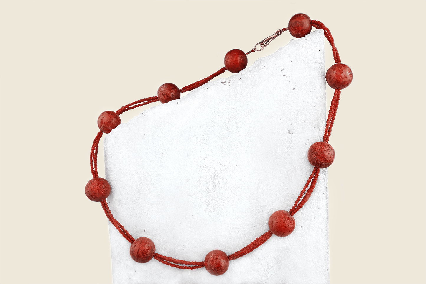 Halsband svampkorall & agat