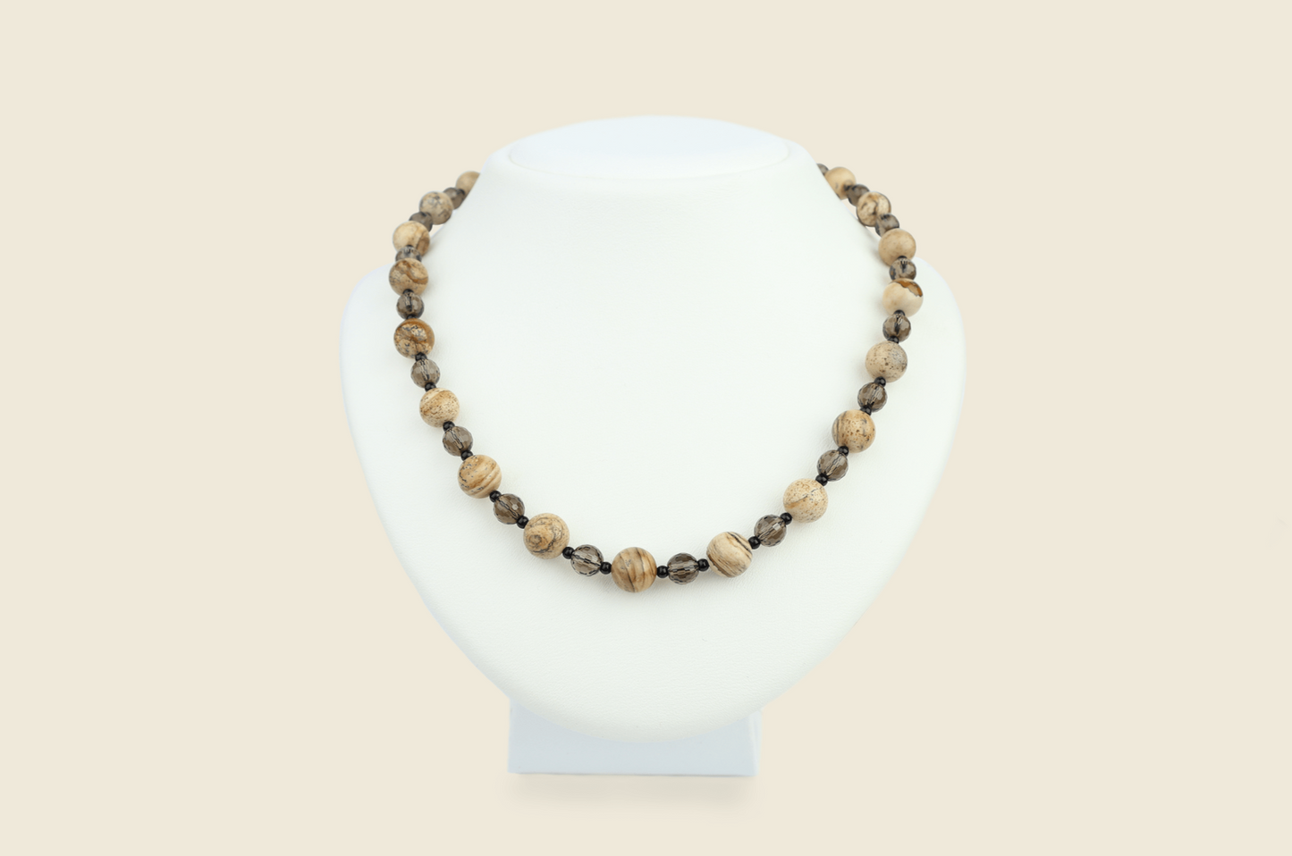 Halsband jaspis, rökkvarts & onyx