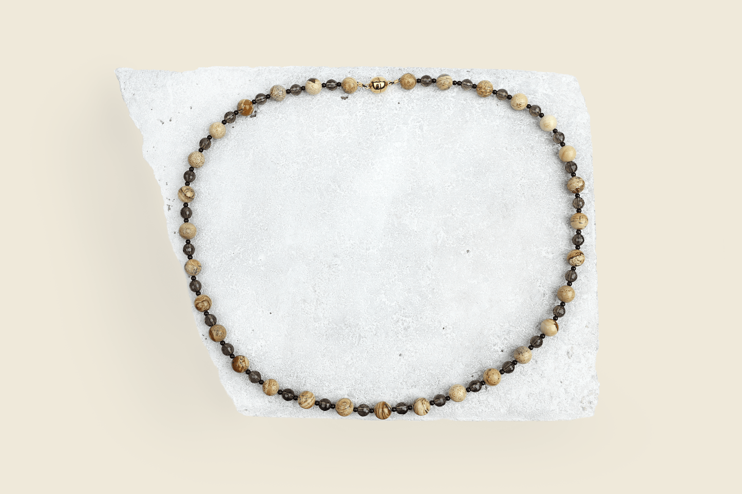 Halsband jaspis, rökkvarts & onyx