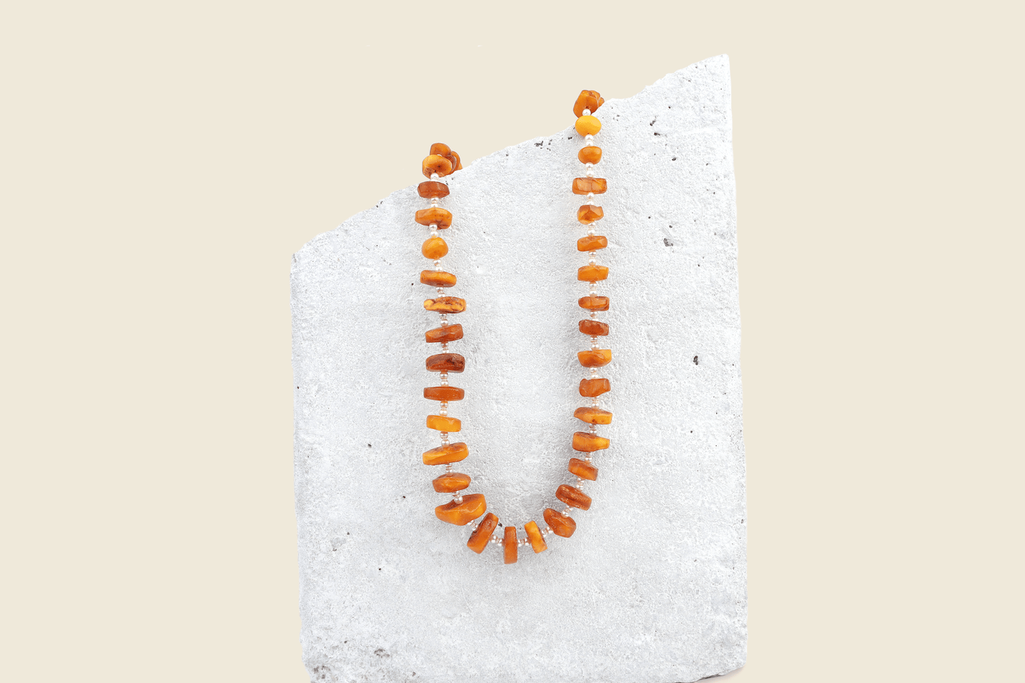 Halsband bärnsten & pärlor