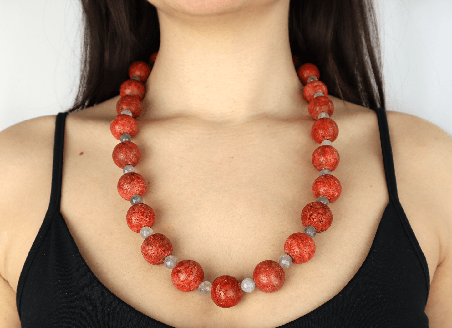 Halsband svampkorall & rökkvarts
