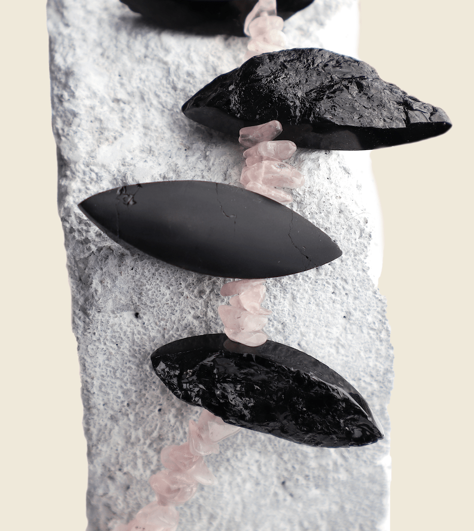 Halsband onyx & rosenkvarts