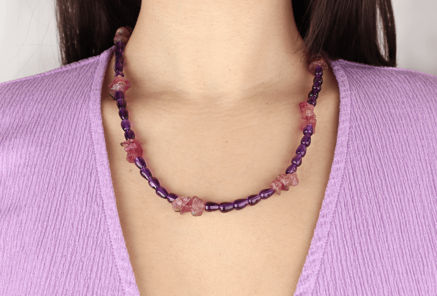 Halsband turmalin & ametist