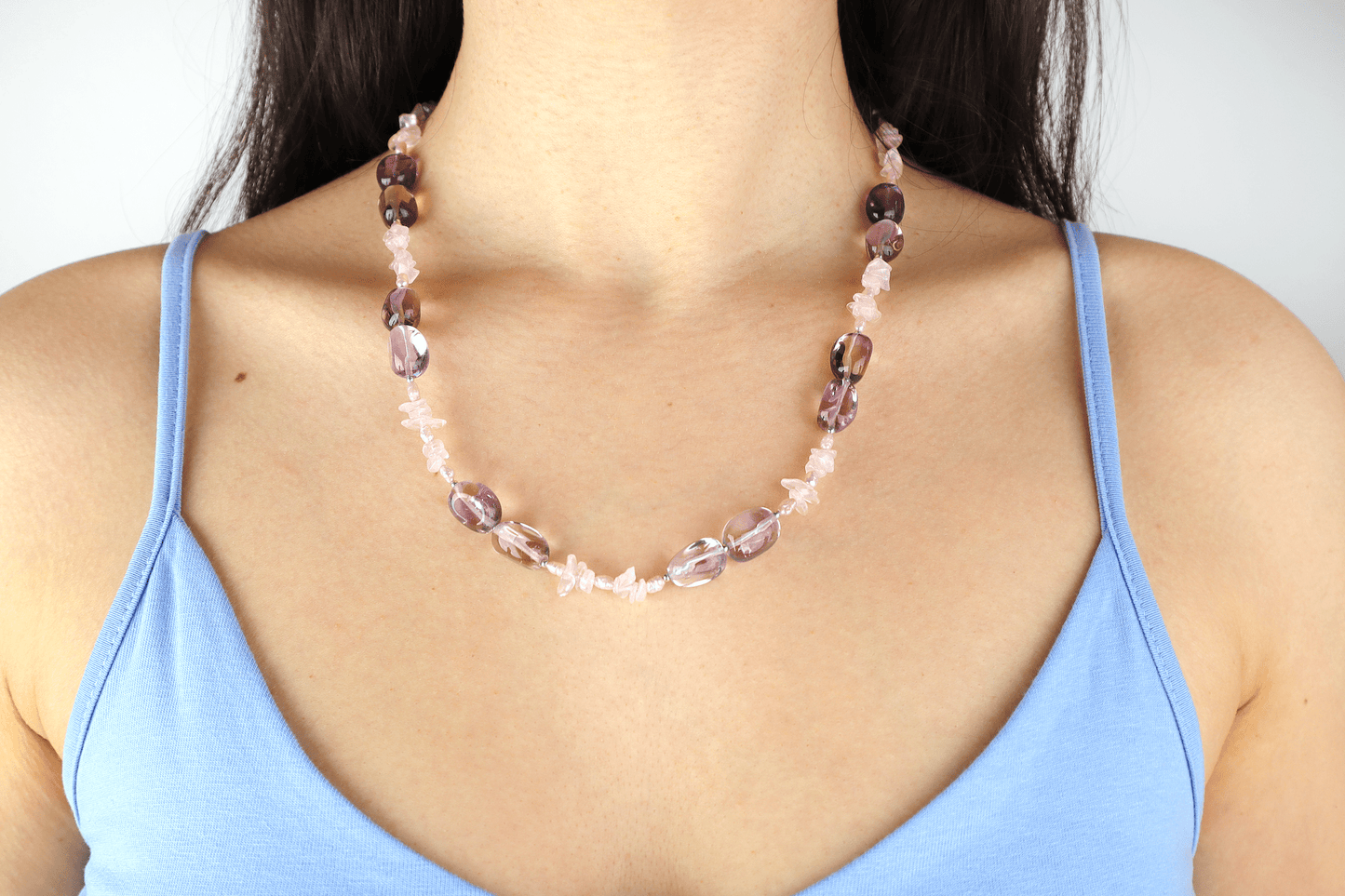 Halsband ametrin, ametist & rosenkvarts