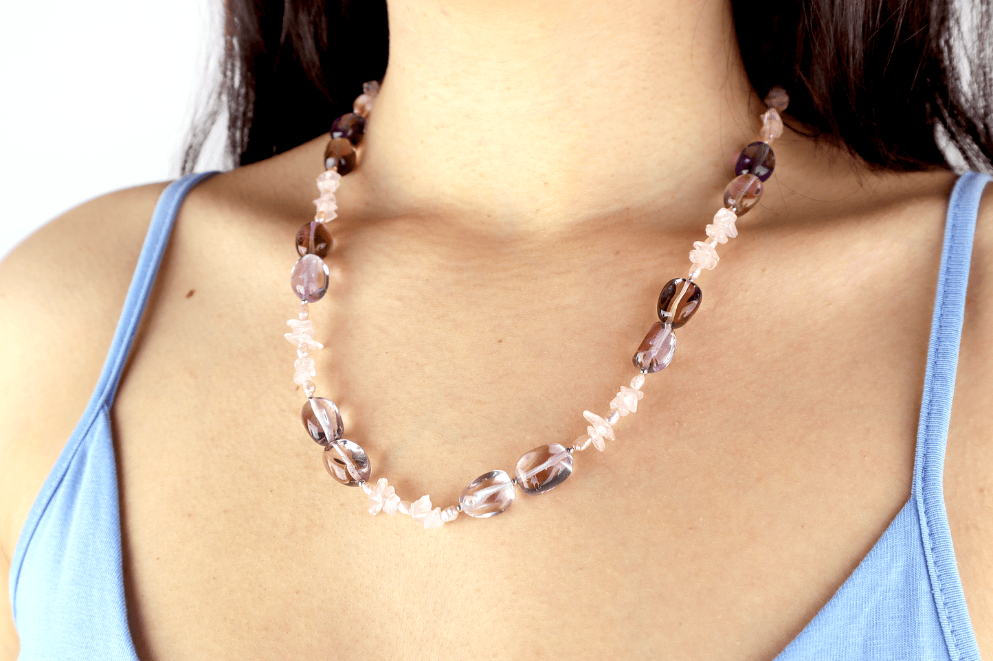Halsband ametrin, ametist & rosenkvarts