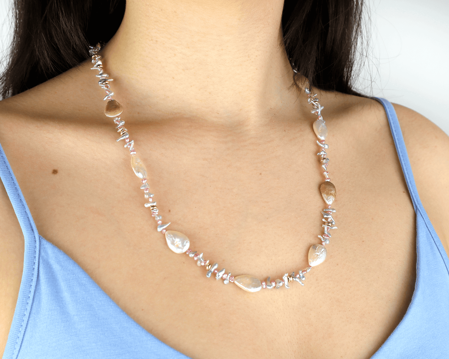 Halsband sötvattenpärlor & Keshi pärlor