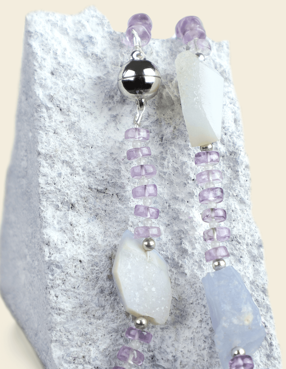 Halsband kalcedon & ametist