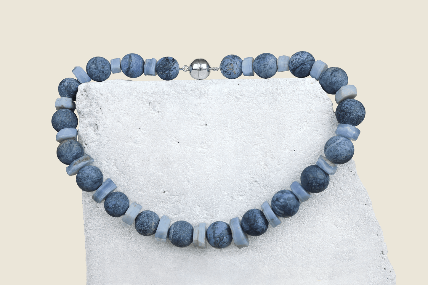 Halsband sodalit & blåband agat